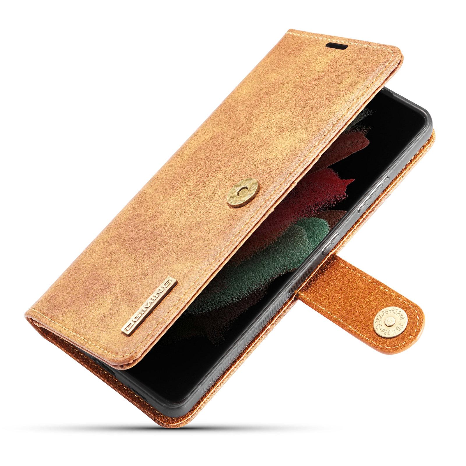 Samsung Galaxy S21 Ultra Plånboksfodral med avtagbart skal, cognac