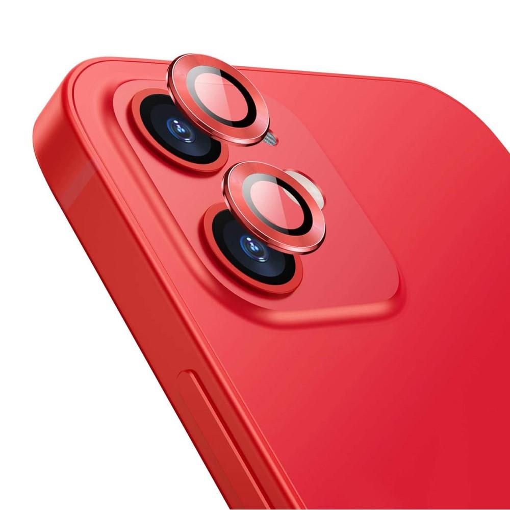 iPhone 12/12 Mini Linsskydd i glas & aluminium, röd