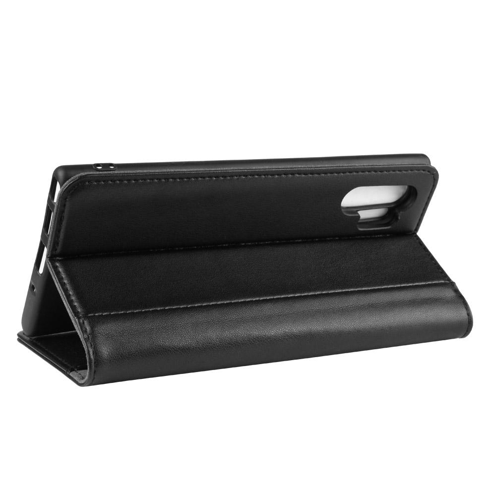 Galaxy Note 10 Plus Plånboksfodral i Äkta Läder, svart