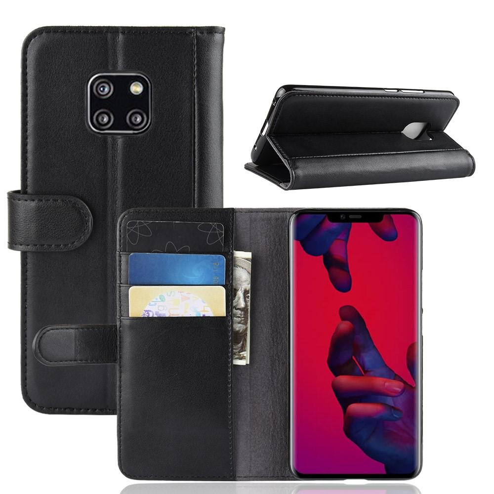 Huawei Mate 20 Pro Plånboksfodral i Äkta Läder, svart