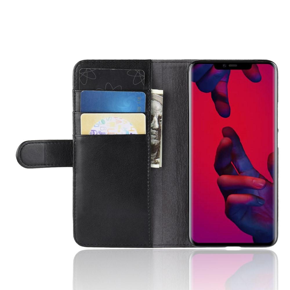 Huawei Mate 20 Pro Plånboksfodral i Äkta Läder, svart