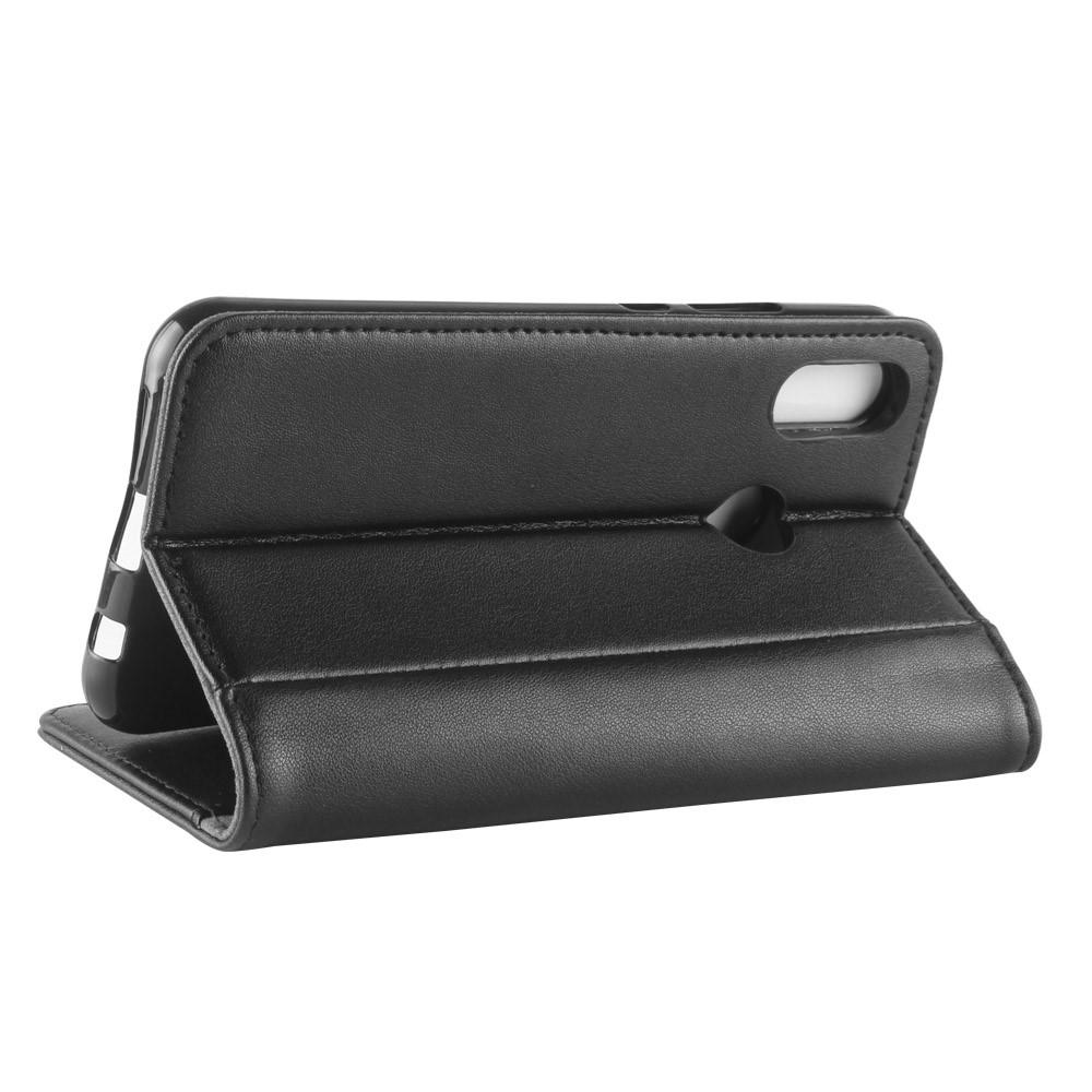 Huawei P20 Lite Plånboksfodral i Äkta Läder, svart