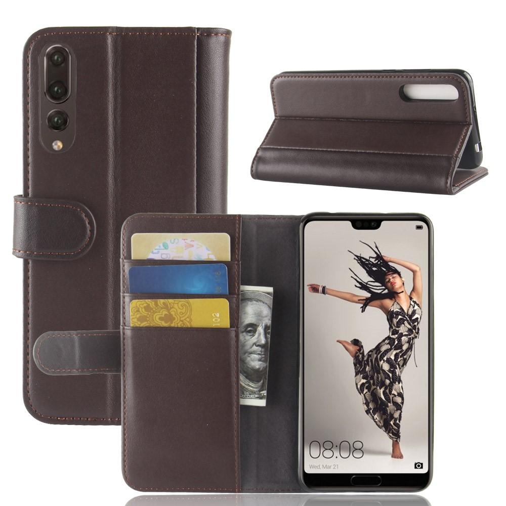 Huawei P20 Pro Plånboksfodral i Äkta Läder, brun