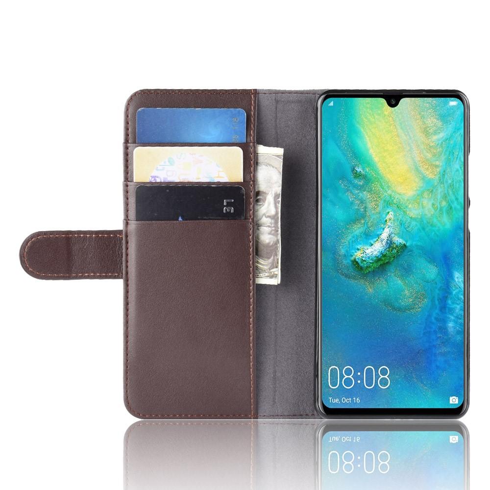 Huawei P30 Pro Plånboksfodral i Äkta Läder, brun