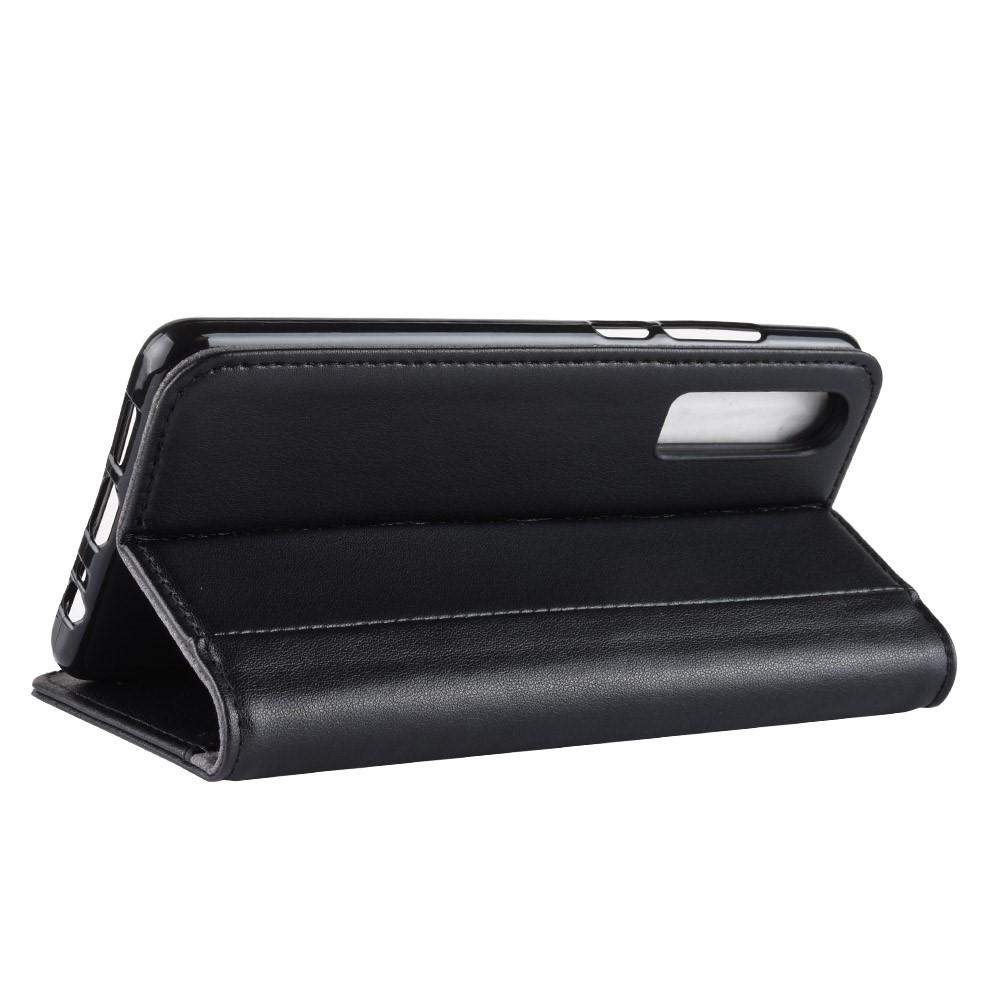 Huawei P30 Plånboksfodral i Äkta Läder, svart