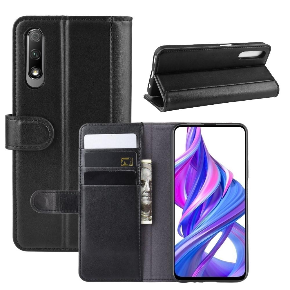Huawei P Smart Pro Plånboksfodral i Äkta Läder, Svart
