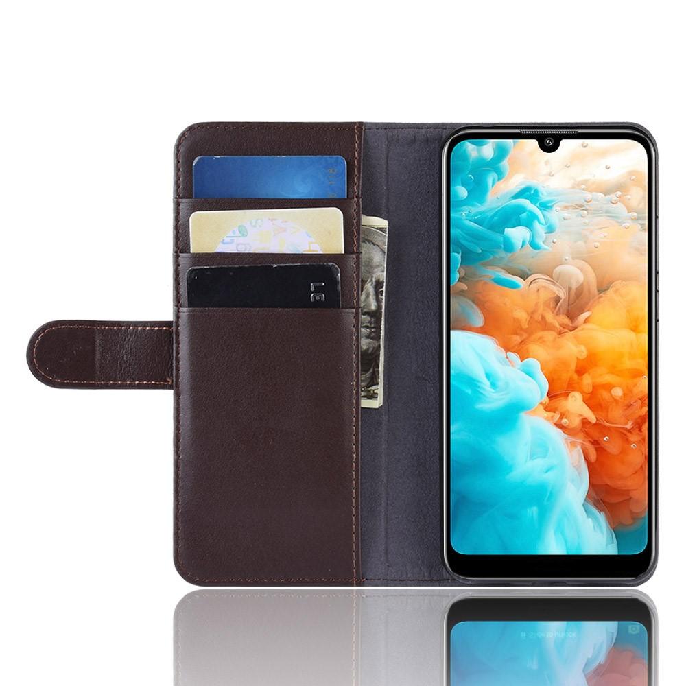 Huawei Y6 2019 Plånboksfodral i Äkta Läder, brun