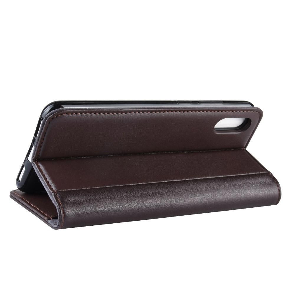 Huawei Y6 2019 Plånboksfodral i Äkta Läder, Brun