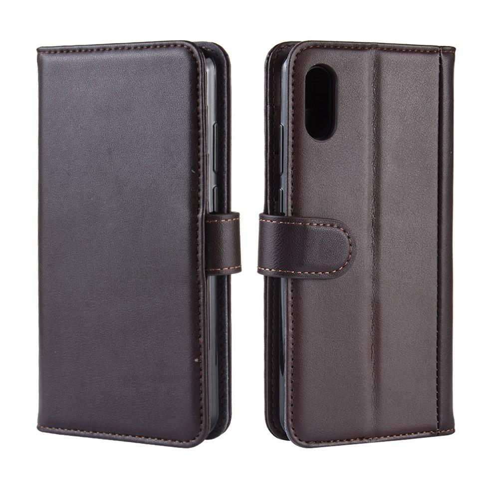 Huawei Y6 2019 Plånboksfodral i Äkta Läder, Brun