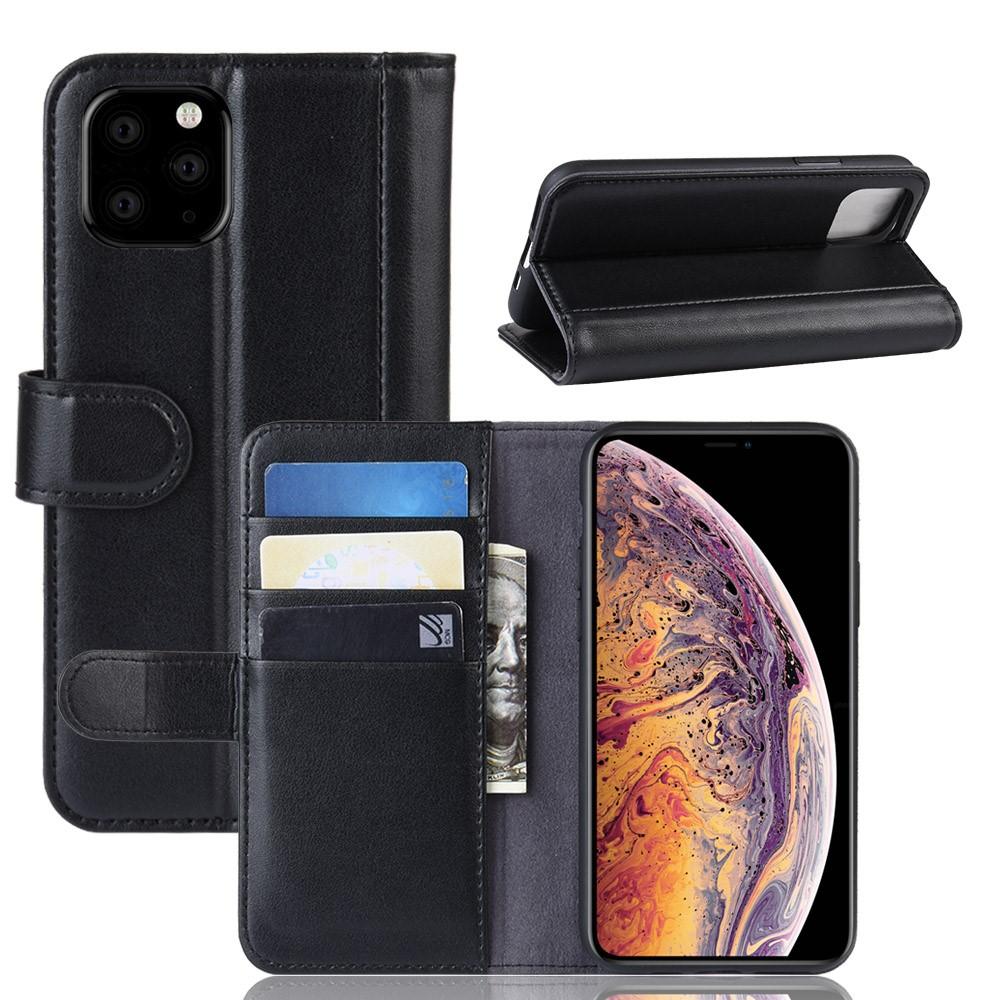 iPhone 11 Pro Max Plånboksfodral i Äkta Läder, svart