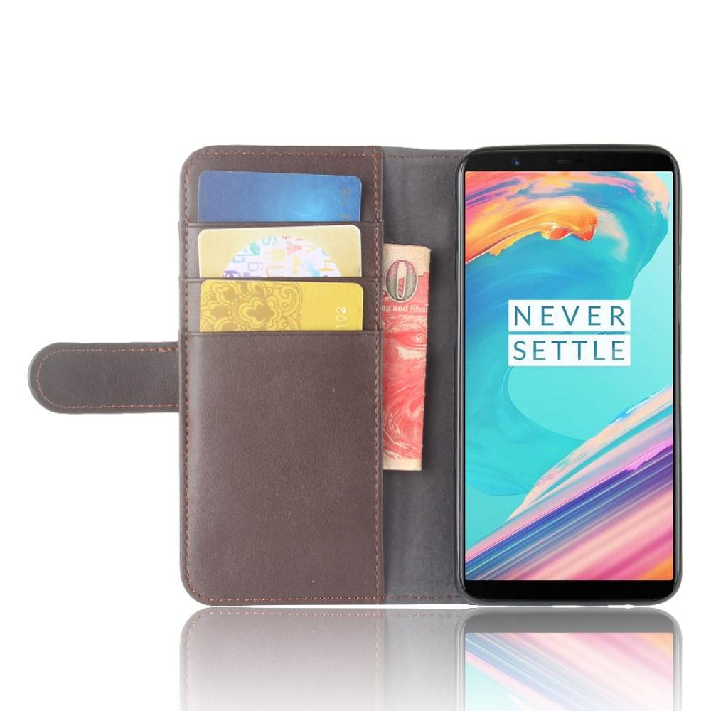  OnePlus 5T Plånboksfodral i Äkta Läder, Brun