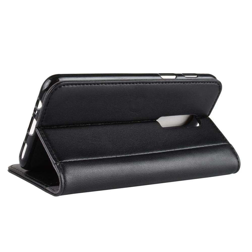 OnePlus 6 Plånboksfodral i Äkta Läder, svart