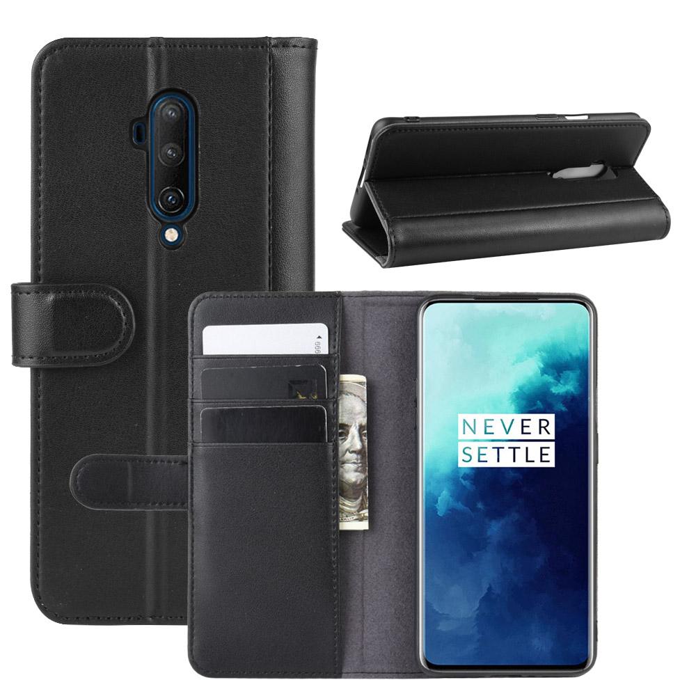 OnePlus 7T Pro Plånboksfodral i Äkta Läder, svart