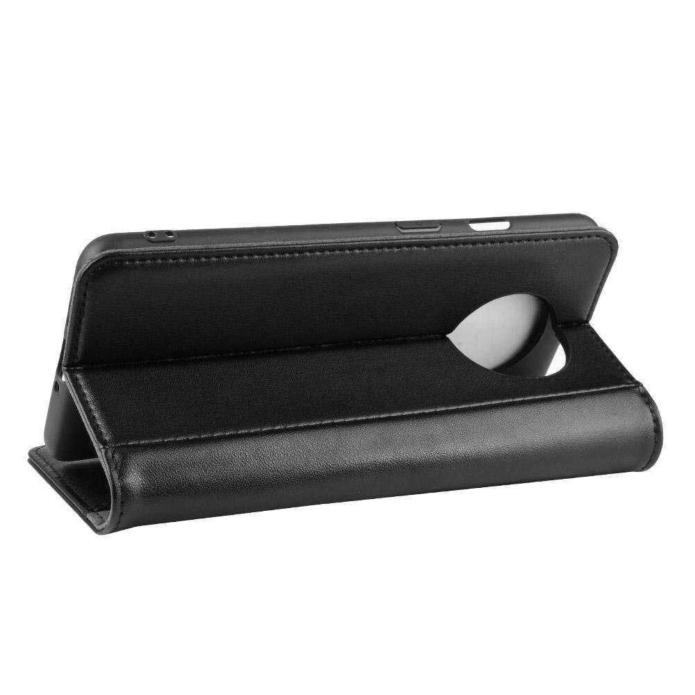 OnePlus 7T Plånboksfodral i Äkta Läder, svart