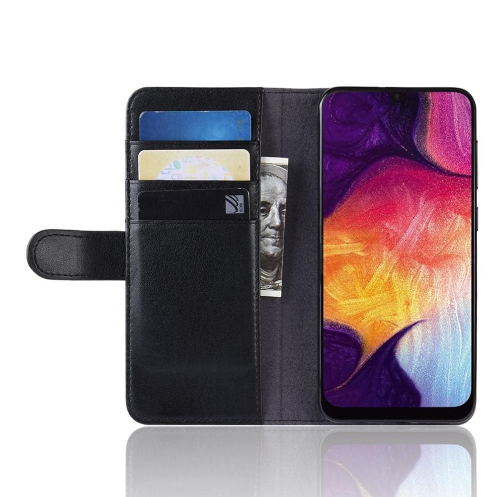 Samsung Galaxy A50 Plånboksfodral i Äkta Läder, svart