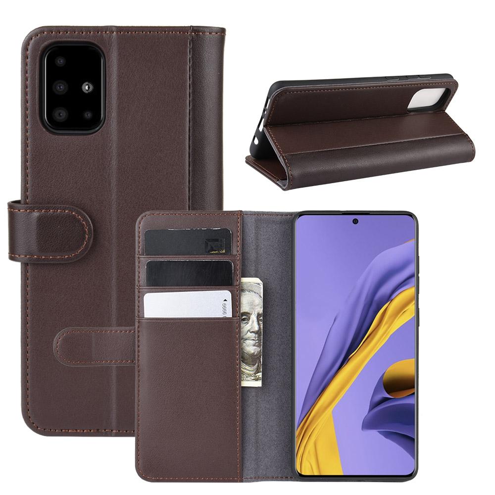 Samsung Galaxy A51 Plånboksfodral i Äkta Läder, brun