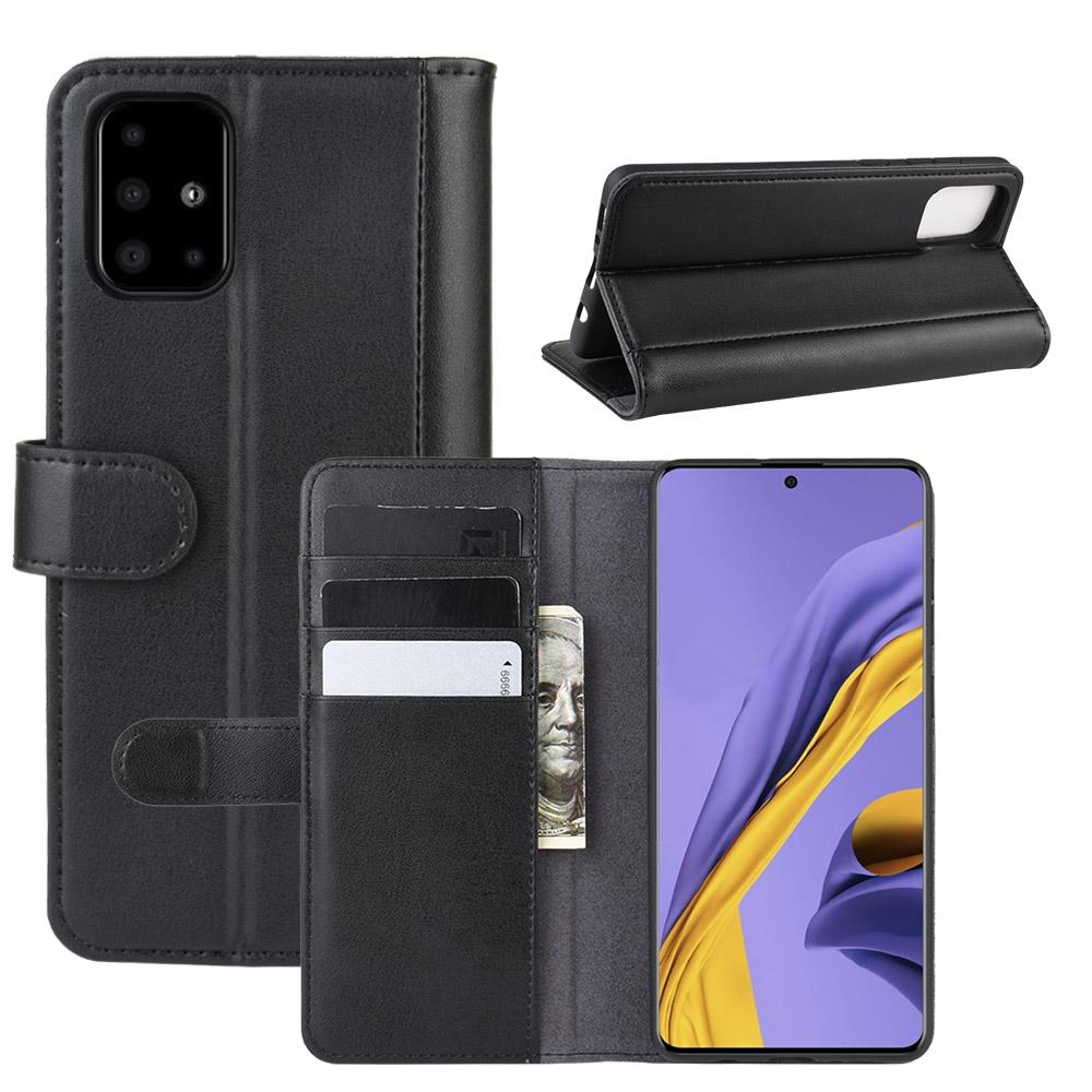 Samsung Galaxy A51 Plånboksfodral i Äkta Läder, svart