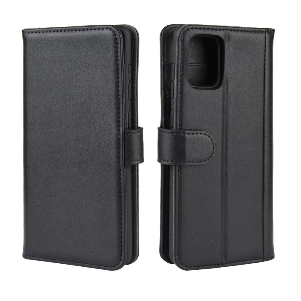 Samsung Galaxy A71 Plånboksfodral i Äkta Läder, svart
