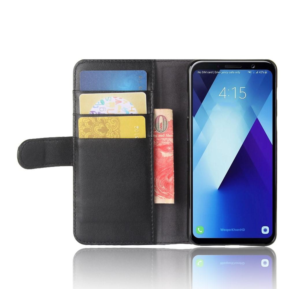 Samsung Galaxy A8 2018 Plånboksfodral i Äkta Läder, svart