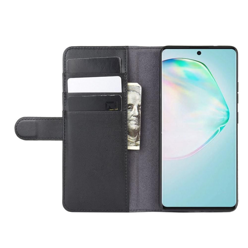 Samsung Galaxy S10 Lite Plånboksfodral i Äkta Läder, Svart