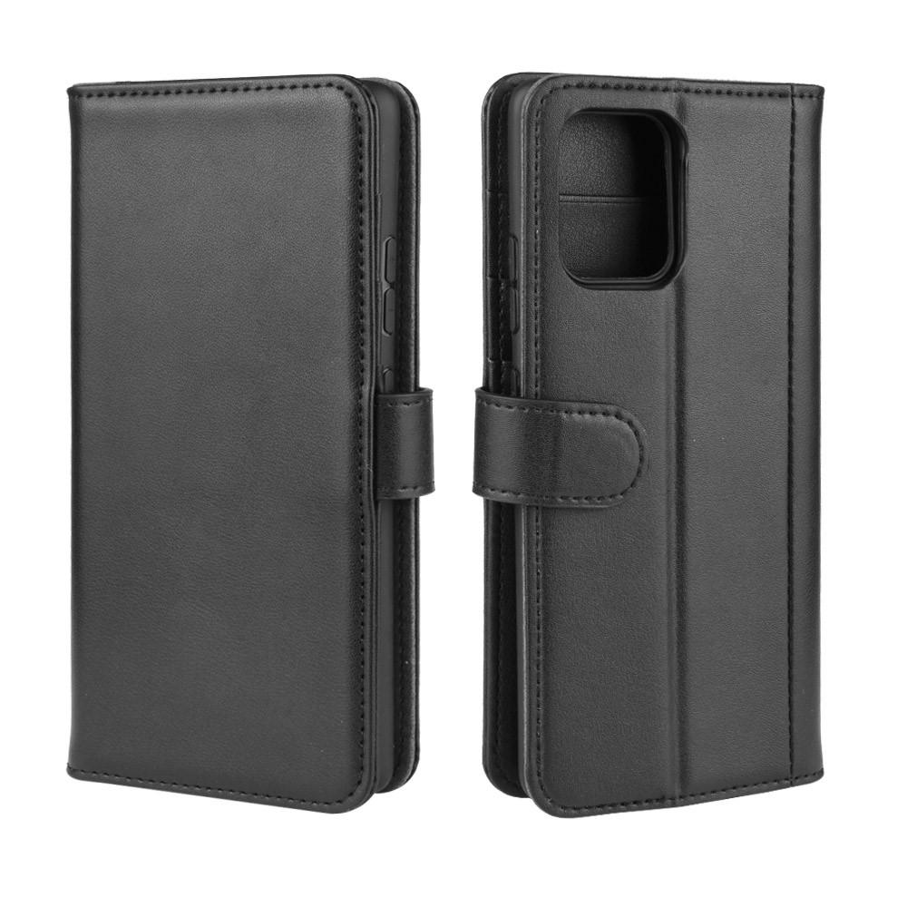 Samsung Galaxy S10 Lite Plånboksfodral i Äkta Läder, Svart