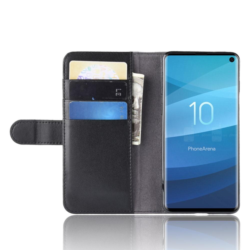 Samsung Galaxy S10 Plånboksfodral i Äkta Läder, svart