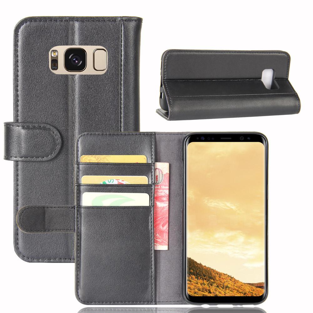 Samsung Galaxy S8 Plånboksfodral i Äkta Läder, svart