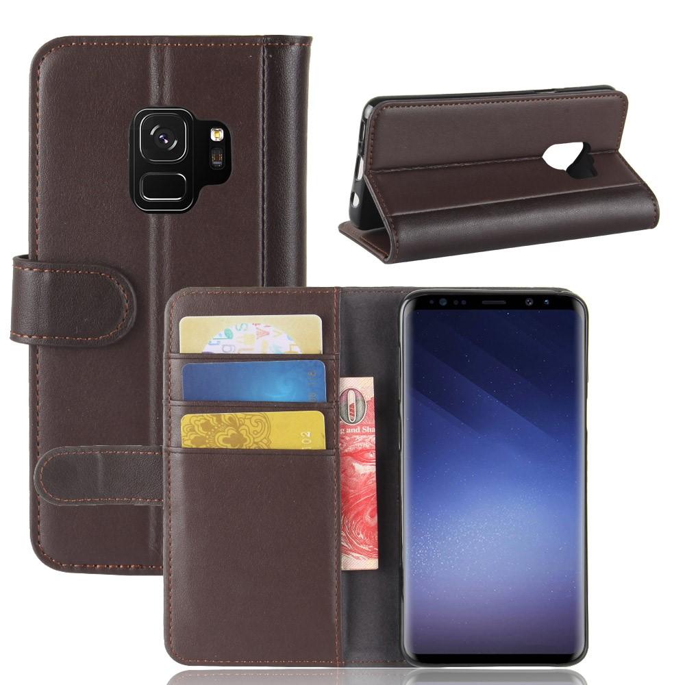 Samsung Galaxy S9 Plånboksfodral i Äkta Läder, brun