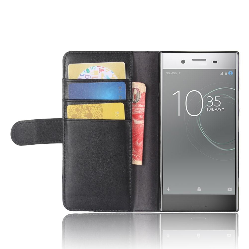 Sony Xperia XZ1 Plånboksfodral i Äkta Läder, svart