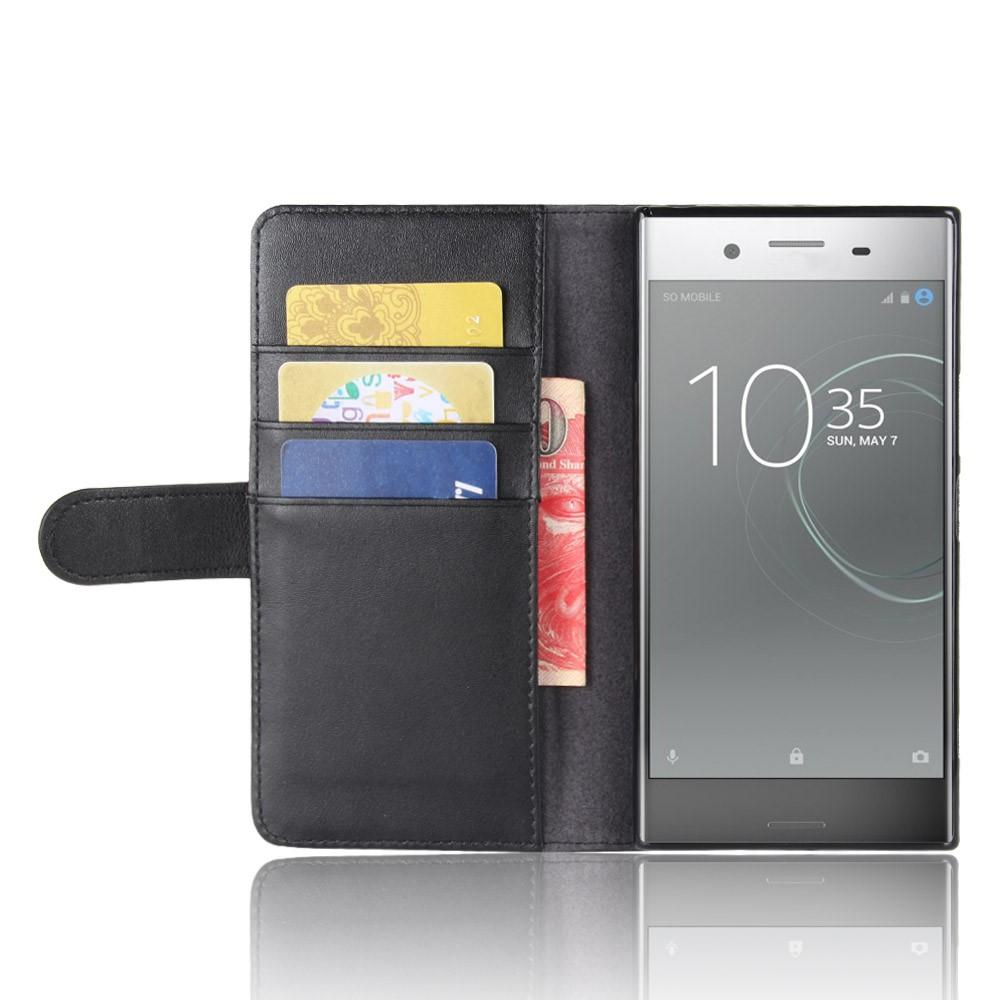 Xperia XZ Premium Plånboksfodral i Äkta Läder, svart
