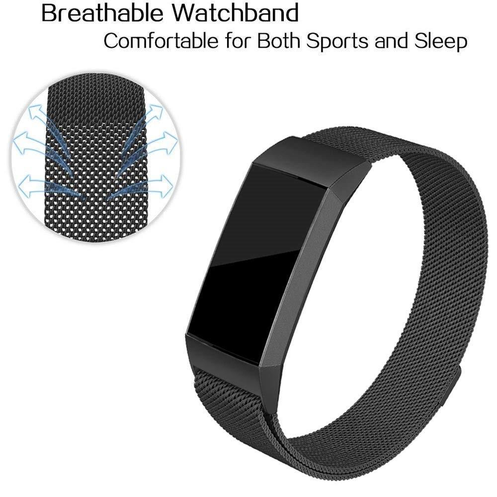 Fitbit Charge 3/4 Armband Milanese Loop, svart