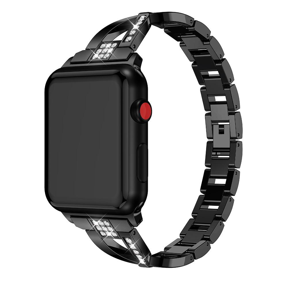 Apple Watch Ultra 2 49mm Smalt länkarmband med glittrande stenar, svart