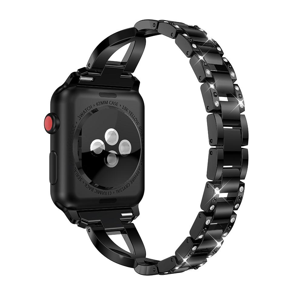 Apple Watch Ultra 49mm Smalt länkarmband med glittrande stenar, svart