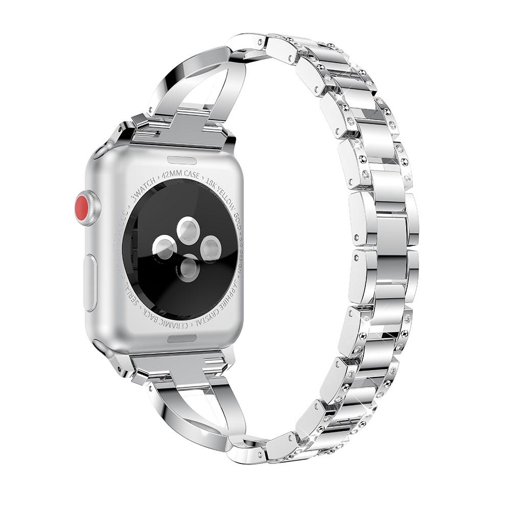 Apple Watch Ultra 49mm Smalt länkarmband med glittrande stenar, silver