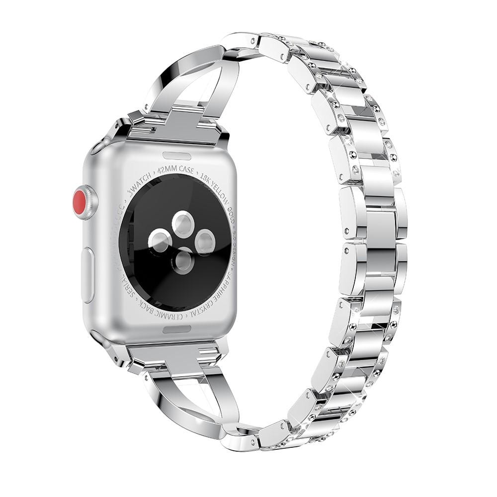 Apple Watch 41mm Series 8 Smalt länkarmband med glittrande stenar, silver