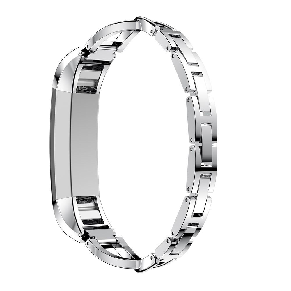 Fitbit Alta/Alta HR Smalt länkarmband med glittrande stenar, silver