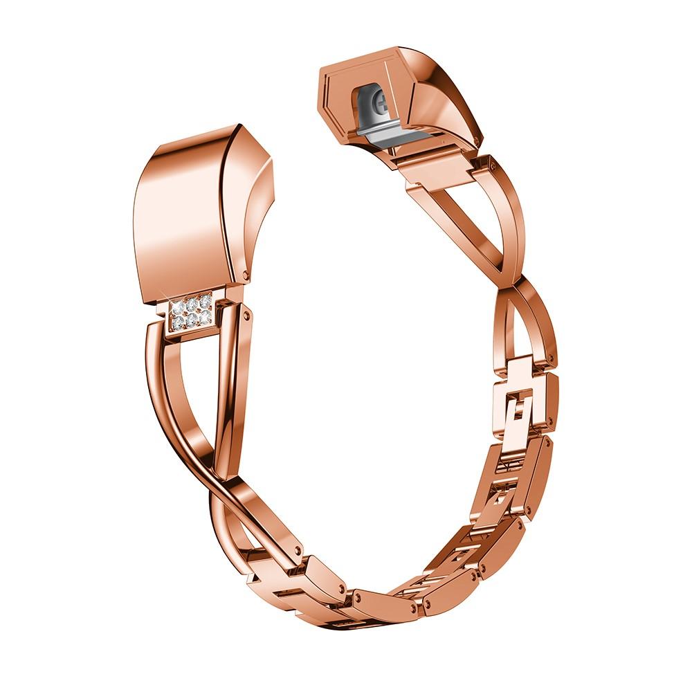 Fitbit Alta HR/Alta Smalt länkarmband med glittrande stenar, Roséguld