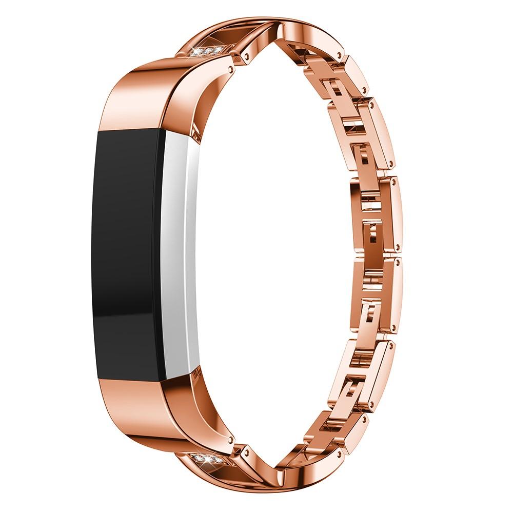 Fitbit Alta HR/Alta Smalt länkarmband med glittrande stenar, Roséguld