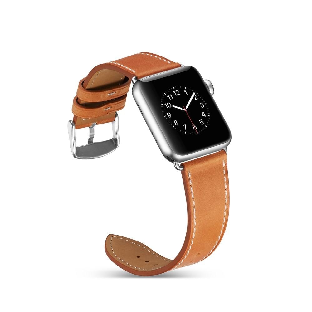 Apple Watch 41mm Series 7 Armband i äkta läder, cognac
