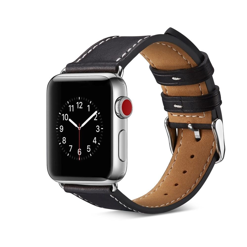 Apple Watch 41mm Series 9 Armband i äkta läder, svart