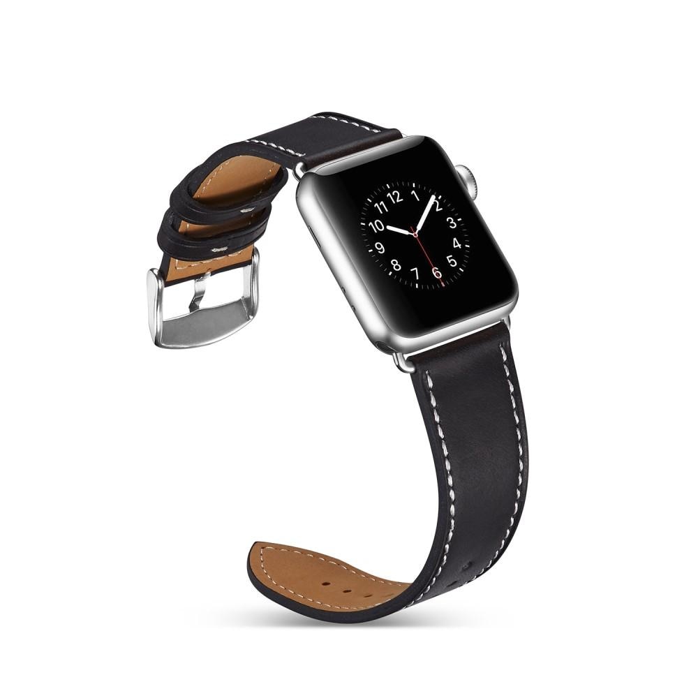 Apple Watch 41mm Series 7 Armband i äkta läder, svart