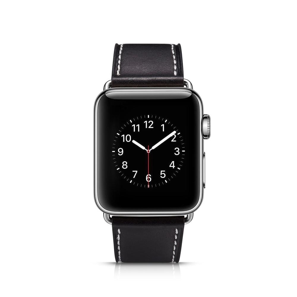 Apple Watch 41mm Series 9 Armband i äkta läder, svart