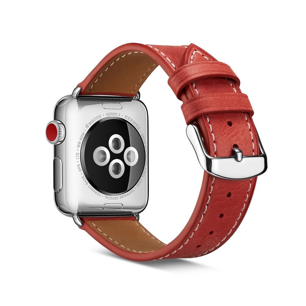 Apple Watch 41mm Series 7 Armband i äkta läder, röd