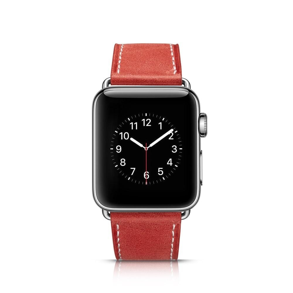 Apple Watch 41mm Series 8 Armband i äkta läder, röd