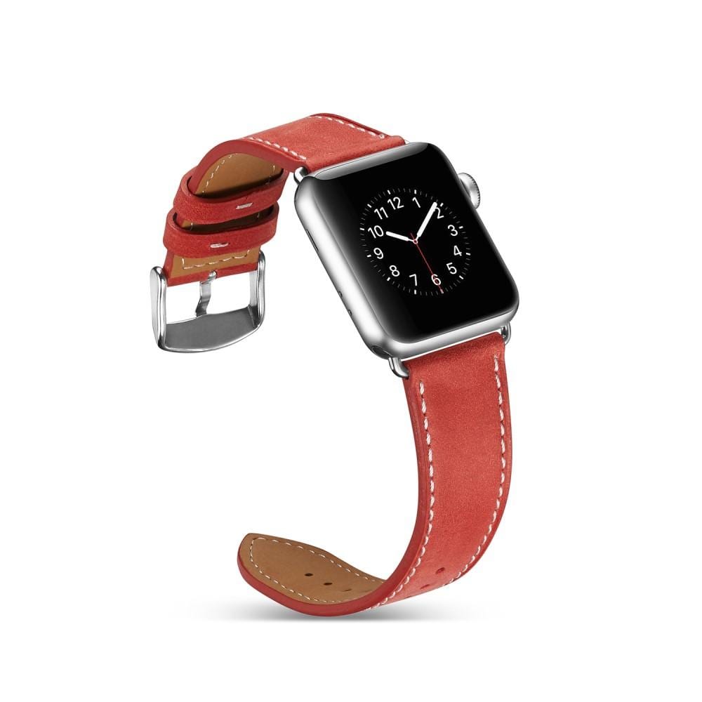 Apple Watch 41mm Series 8 Armband i äkta läder, röd