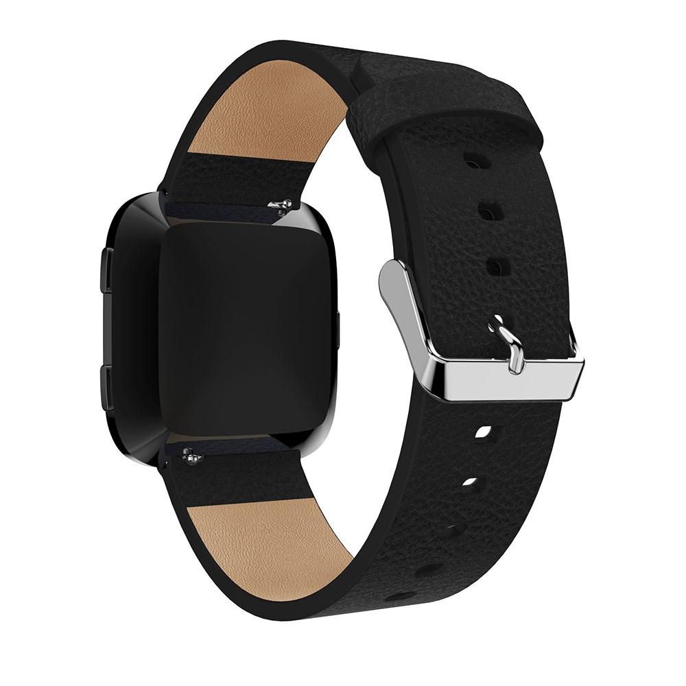 Fitbit Versa/Versa 2 Armband i äkta läder, svart