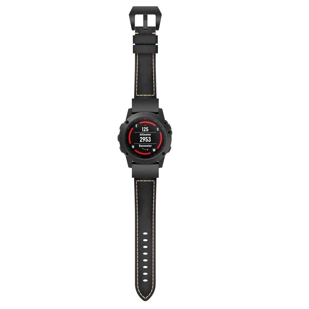 Garmin Fenix 5X/5X Plus Armband i äkta läder, svart