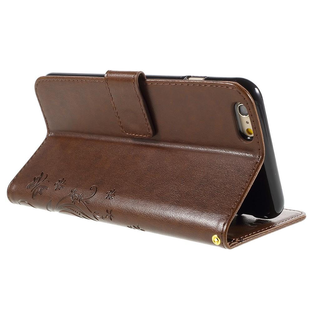 iPhone 6/6S Mobilfodral med fjärilar, Brun