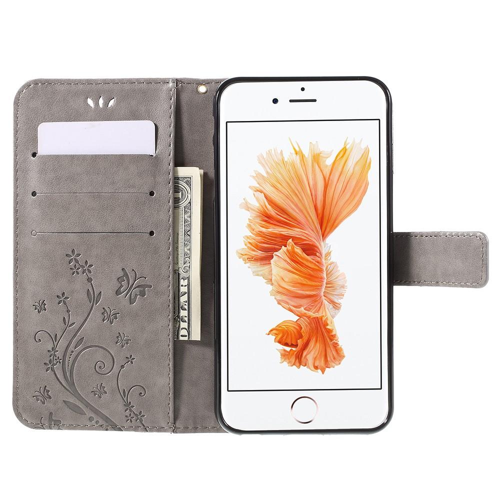 iPhone 6/6S Mobilfodral med fjärilar, Grå