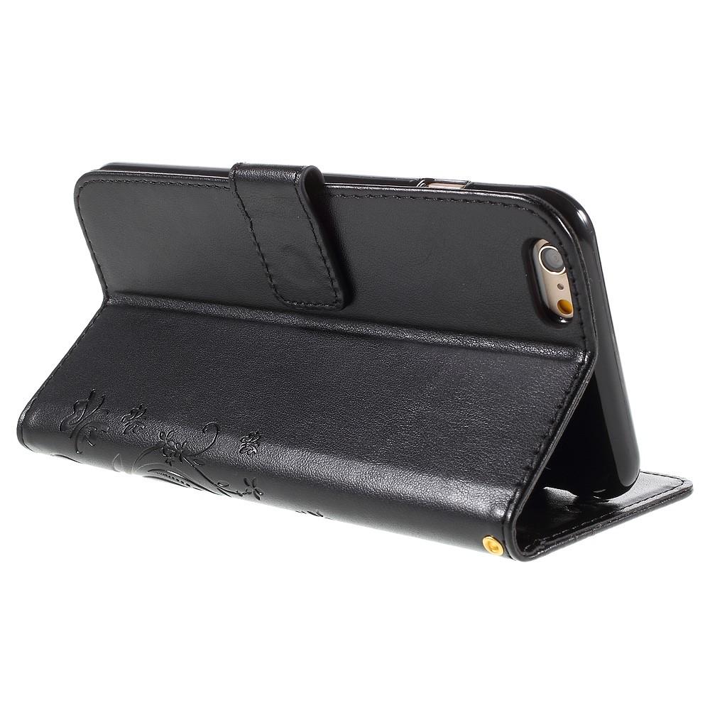 iPhone 6/6S Mobilfodral med fjärilar, Svart